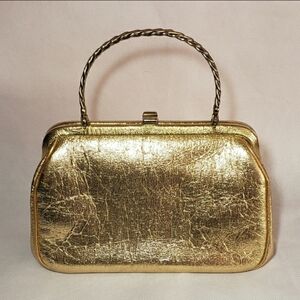 Vintage rare JR Florida gold glam handbag with gold metal handle